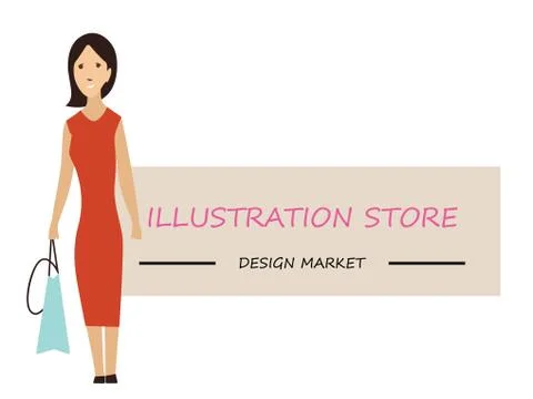 Woman width card, space to type name your business. Vector design template Stock Illustration
