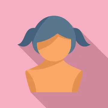 Woman wig icon flat vector. Head style Stock Illustration