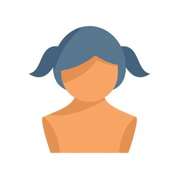 Woman wig icon flat vector. Head style Stock Illustration