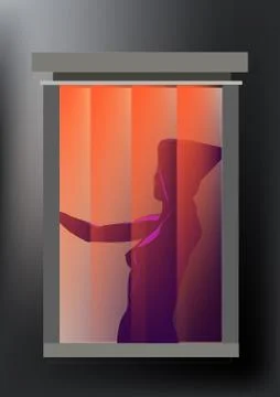 The woman in the window Stock Illustration