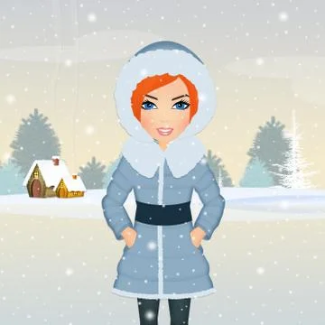 Woman with winter jacket Stock Illustration