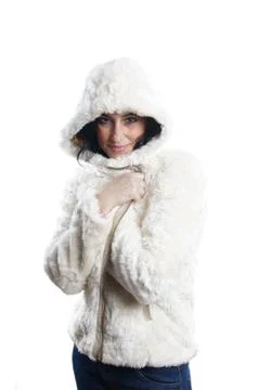 Woman with winter jacket Stock Photos