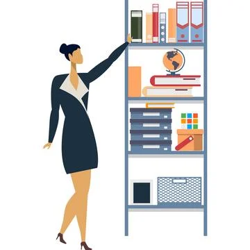 Woman work with business data vector icon Stock Illustration