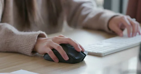 Woman work on computer at office Stock Footage 131115637
