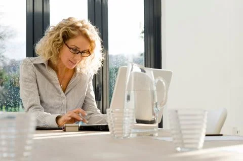 Woman at work on the computer Stock Photos