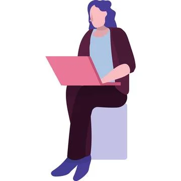 Woman work on laptop computer vector icon on white Stock-Illustration