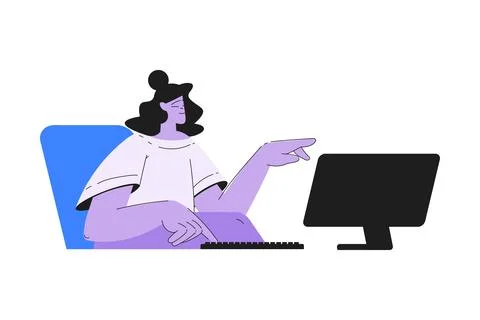 Woman Work with Text Editing and Writing Article Vector Illustration Stock Illustration
