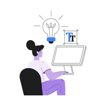 Woman Work with Text Editing and Writing Article Vector Illustration Stock Illustration