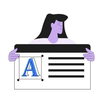 Woman Work with Text Editing and Writing Article Vector Illustration Stock Illustration