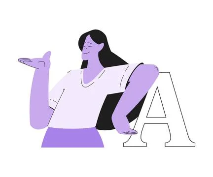 Woman Work with Text Editing and Writing Article Vector Illustration Stock Illustration