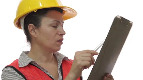 Woman Worker Checking with Clipboard Stock Footage 42562746