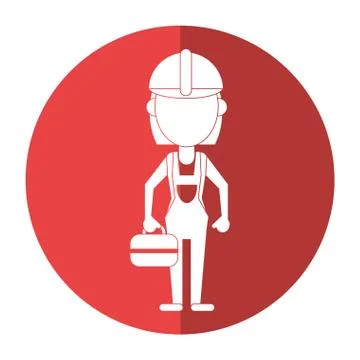 Woman worker construction toolbox shadow Stock Illustration