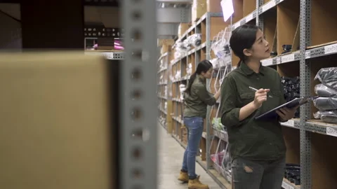 Woman worker face camera smiling attractive Stock Footage 133400853