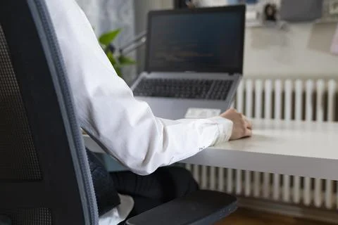 Woman Working And Programming On Computer In Office.woman working on coding o Stock Photos