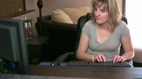 Woman Working on Computer Stock Footage 521851