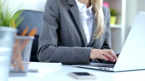 Woman working with computer Stock Footage 45857037