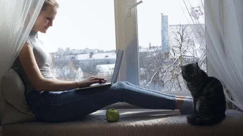 Woman working on computer Video stock 75227298