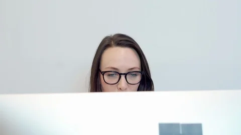 Woman working with computer Stock Footage 96488326