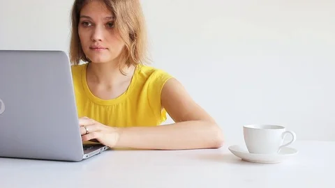 Woman working with computer Stock Footage 113861316