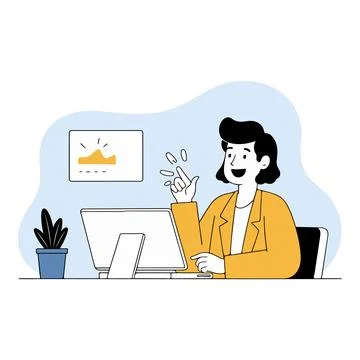 Woman working on computer Stock-Illustration