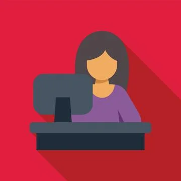 Woman working at computer in office, efficient and focused employee Stock Illustration