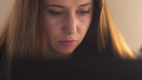 Woman working at the computer in the office Stock Footage 105193662