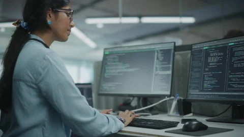 Woman Working on Computer in Office Stock Footage 159549409