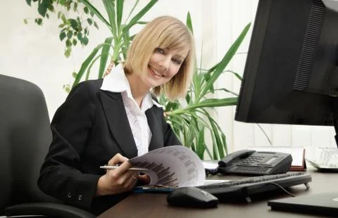 Woman working with computer Foto stock