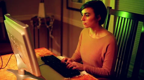 Woman working on computer work typing type Stock Footage 56717244