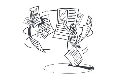 Woman working with documents Stock Illustration