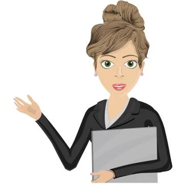 Woman working with a folder Stock Illustration