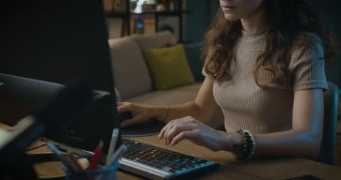 Woman working with her computer and having neck pain Stock Footage 162997698