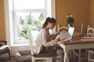 Woman Working At Home Stock Photos