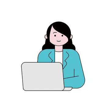 Woman working with laptop computer Stock Illustration