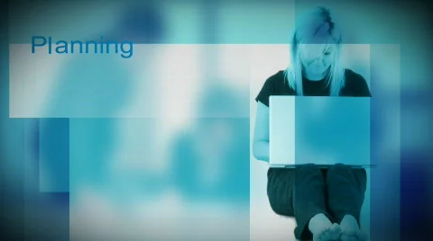Woman working on a Laptop at home office Stock Footage