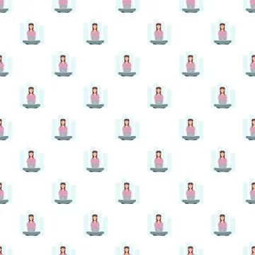 Woman working on laptop seamless pattern background Stock-Illustration