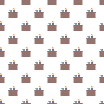 Woman working on laptop seamless pattern background 스톡 일러스트