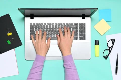 Woman working with notebook Stock Photos