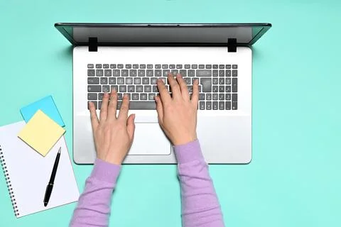Woman working with notebook Stock Photos