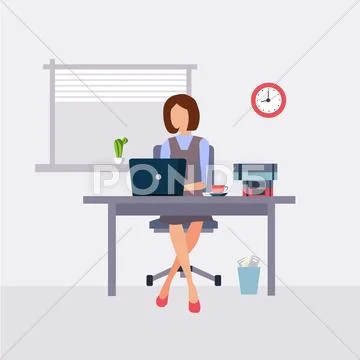 Woman working in office Stock Illustration