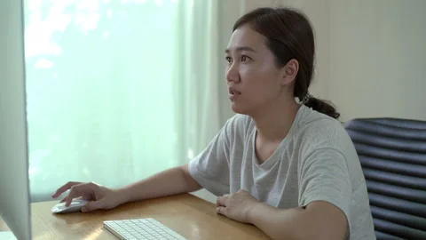 Woman working or using computer. Stock Footage 158965767