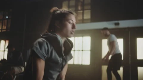 Woman working out with kettelbell 스톡 동영상 236190868