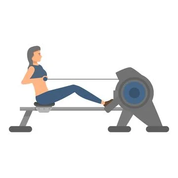 Woman working out using rowing machine in the gym Stock Illustration