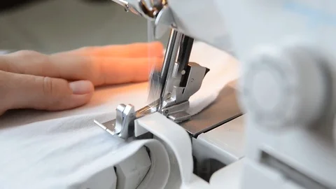 Woman working with sewing machine, Close up HD Clip. Stock Footage 84601949