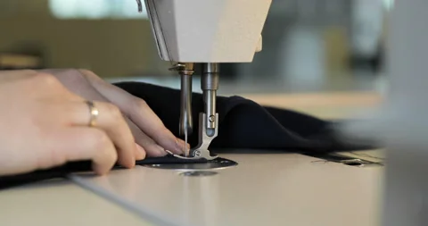 Woman working with sewing machine, Close up Stock Footage 91055949