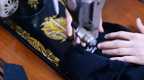 Woman working with sewing machine. Stock Footage 48769121