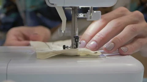 Woman Working On Sewing Machine Stock Footage 93236502
