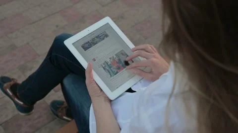 Woman working with tablet Stock Footage 42937511