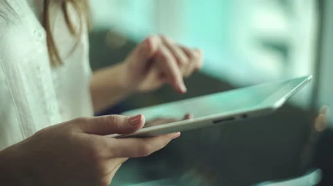 Woman working on a tablet PC Stock Footage 68630644