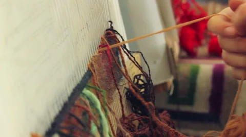 Woman working at weaving Stock Footage 64801339